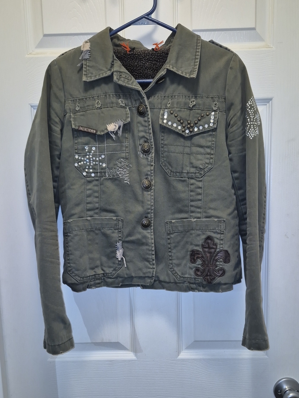 Miss Me Olive Green Studded Utility Jacket